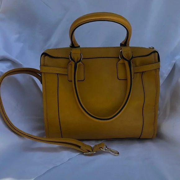 Big Buddha Yellow Satchel with Structured Design and Detachable Strap - Picture 2 of 6